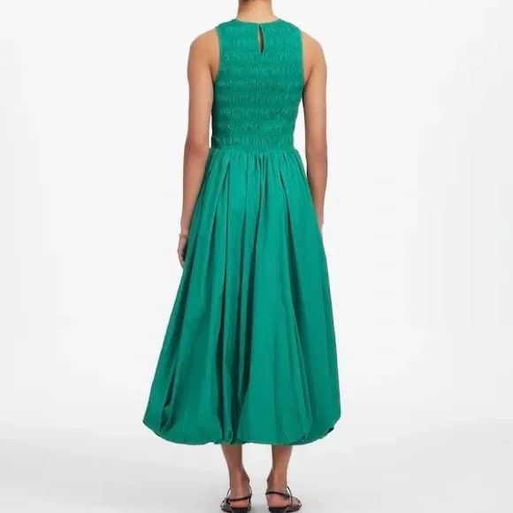 Madewell Melody Bubble Hem Smocked Midi Dress in Verdant Green Poplin |XL| NWT - Picture 13 of 15